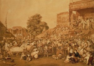 De kermis gehouden op 1 augustus in Hyde Park door James Stephanoff