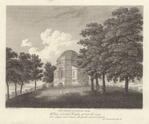 Robert Bloomfield, dichter: De Tempel in Euston Park (gravure) door James Storer
