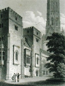 Zuid-oost Uitzicht op Fonthill Abdij, uitgegeven in 1812 (gravure) door James Storer