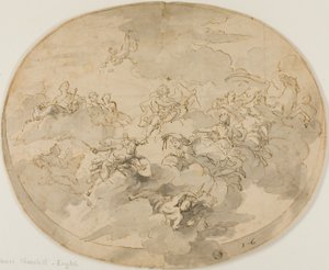 Ontwerp voor Plafondfresco: Apollo en de Muzen met Minerva die Onwetendheid Vernietigt