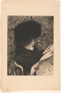 Vrouw lezend in een krant door James Tissot