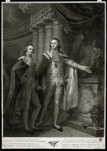 Portretten van de groothertogen van Rusland Alexander I Pavlovitch (1777-1825) en Constantin Pavlovitch (1779-1831) (1797) door James Walker