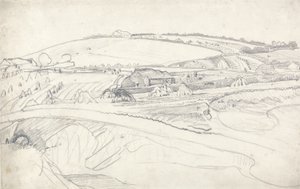 Landschap met Boerderij en Korenstokken door James Ward