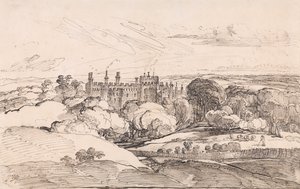 Lea Castle van boven het bos door James Ward