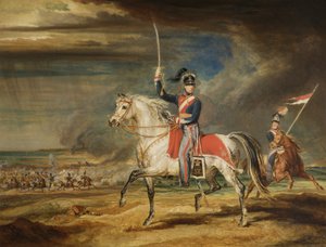 Sir John Leicester, Bt, oefent zijn regiment van Cheshire Yeomanry op de zandstranden van Liverpool door James Ward