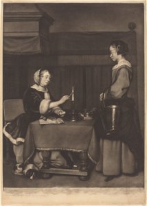 De Vrouwelijke Correspondent door James Watson after Gabriel Metsu