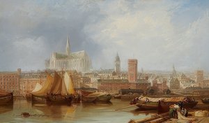 Zicht op Keulen met de onvoltooide kathedraal