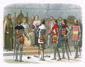 Arundel, Gloucester, Nottingham, Derby en Warwick voor koning Richard II door James William Edmund Doyle
