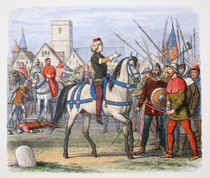 Koning Richard II ontmoet de rebellen in Smithfield, Boerenopstand, 1381 door James William Edmund Doyle