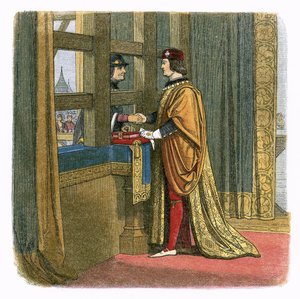 Ontmoeting van koning Edward IV en Lodewijk XI van Frankrijk in Pecquigny door James William Edmund Doyle