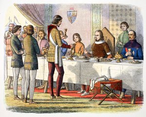Prins Edward bedient John van Artois aan tafel na hem te hebben verslagen bij Poitiers, 1356 1864 door James William Edmund Doyle