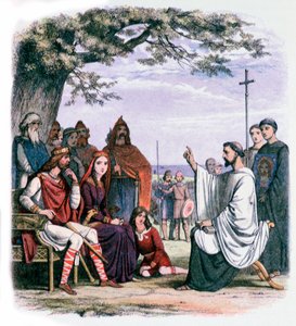 St. Augustinus predikt tot koning Ethelbert en koningin Bertha, 19e eeuw door James William Edmund Doyle