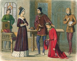 De graaf van Warwick geeft zich over aan koningin Margaret, 1470, 1864 door James William Edmund Doyle