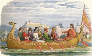 De schuit van Edgar bemand door acht koningen op de Dee door James William Edmund Doyle
