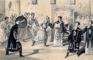 De keizer Weit-Soong en zijn hof, gevangen genomen door de Tartaren, 1847 door James William Giles