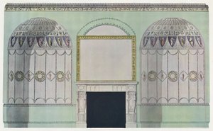 Schouw omgeven door nissen, interieurcompositie