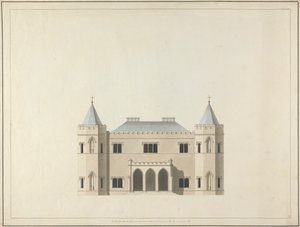 Vijf Ontwerpen voor een Huis in Gotische Stijl: Elevatie