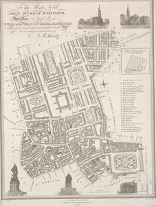 Aan de meest nobele John, hertog van Bedford. Dit plan van de verenigde parochies van St. Giles in the Fields & St. George, Bloomsbury door James the Elder Wyld