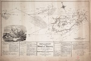Kaart en kaart van het eiland Alderney en de Caskets door James the Younger Wyld