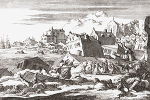 Aardbeving van 1692 in Port Royal, Jamaica door Jan (after) Luyken