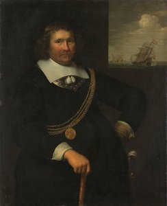 Portret van Jan Cornelisz Meppel, Luitenant-Admiraal van Holland en West-Friesland door Jan Albertsz. Rotius
