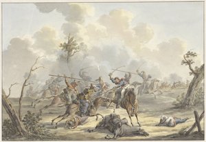 Aanval tussen Kozakken van de Krim en Franse Rijdende Artillerie