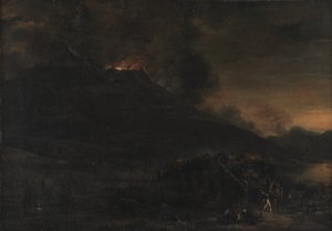 Vesuvius uitbarsting bij zonsondergang