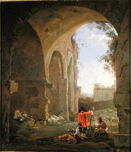 Jagers te midden van Ruïnes door Jan Asselyn