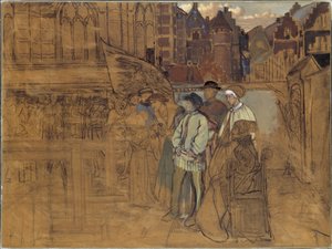 Boogschuttersfeest in Antwerpen in de 16e eeuw, ca. 1850