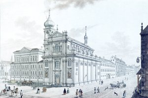 Kerk van de Hibernians (Ierse Franciscanen) en Hibernian (Hybernská) Straat, 1781 door Jan Balzer