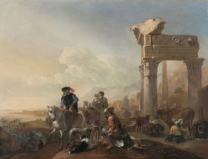 Jan Baptist Weenix / "Jagers bij de ruïnes", 1648 door Jan Baptist Weenix