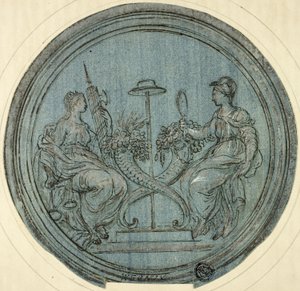 Rotonde met rechtvaardigheid en voorzichtigheid door Jan Baptist Weenix