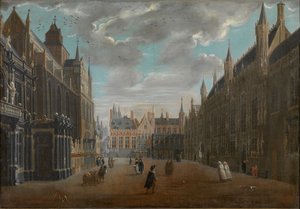 Burgplein in Brugge door Jan Baptist van Meunincxhove