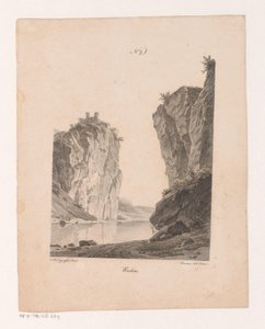 Rotsen langs het water door Jan Baptiste de Jonghe