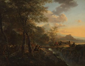 Italiaans landschap met een tekenaar