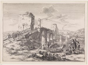 Landschap met brug, de Ponte Molle door Jan Both