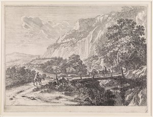 Landschap met houten brug bij Sulmona nabij Tivoli door Jan Both