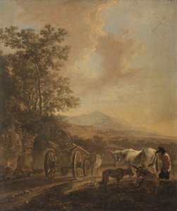 Herder met ossenkar in een Italianiserend landschap door Jan Both