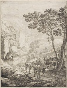 De Twee Muilezels, uit een set van vier Italiaanse Landschappen