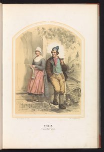 Klederdracht van Huizen in Noord-Holland, 1857 door Jan Braet von Uberfeldt