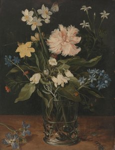 Stilleven met bloemen in een glas door Jan Brueghel (I)