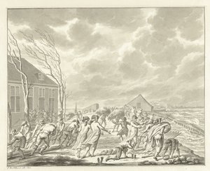 De overstroming van de Diemerzeedijk bij Amsterdam, 1776 door Jan Bulthuis (signed by artist)