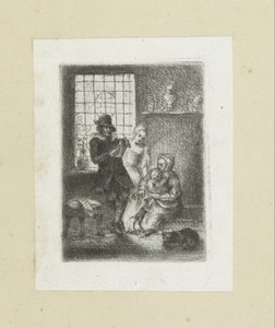 Interieur met een gezin door Jan Chalon