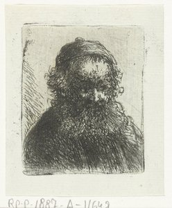 Oude man met baard en muts