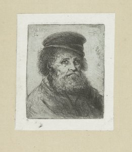 Oude man met baard en pet door Jan Chalon