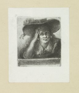Vrouw met ronde hoed door Jan Chalon