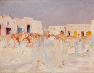 Kairouan (Op een bazaar) door Jan Ciągliński