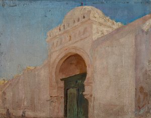 Kairouan (Ingang van de Moskee van de Barbier) door Jan Ciągliński