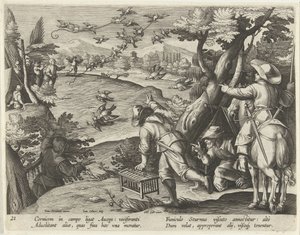 Jacht op kraaien en spreeuwen door Jan Collaert (II)