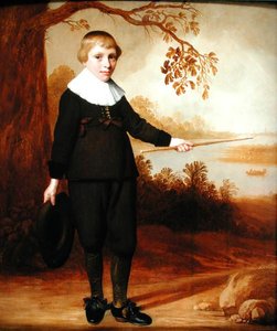 Portret van een zevenjarige jongen in een rivierlandschap, 1640